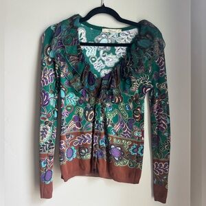 Blumarine Y2K Floral Knit Cardigan Coquette Vintage Italian Coquette Fairycore